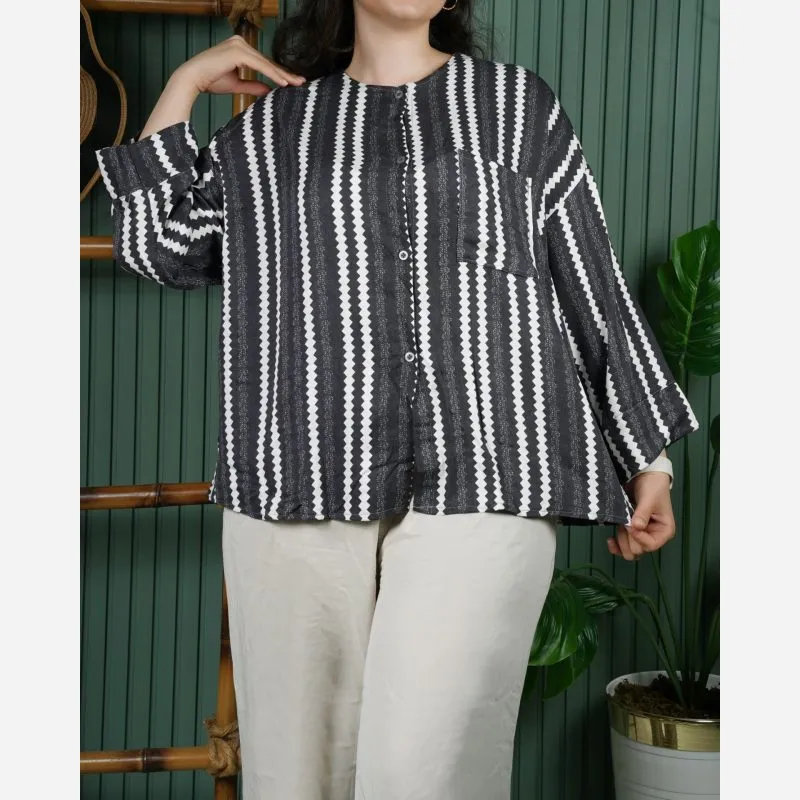 شومیز نخی راه راه فری سایز