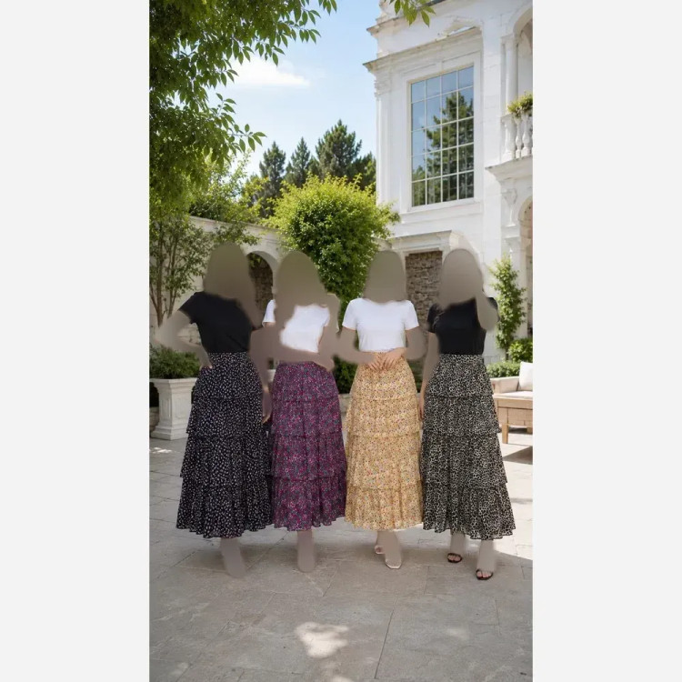  ✨ دامن طبقه ایی ترند، سبک و خوشفرم ✨t8044