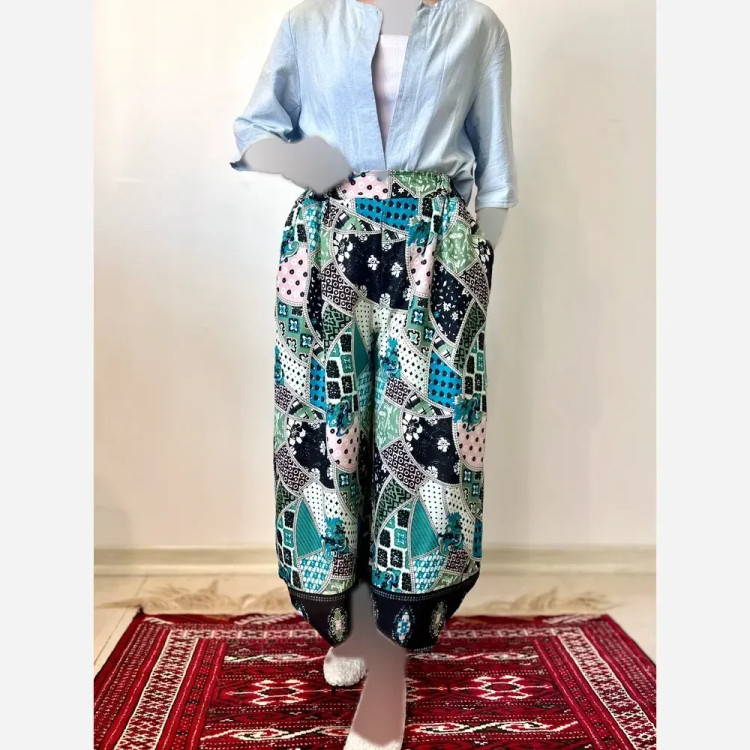شلوار نخ طرح اندونزیt8034