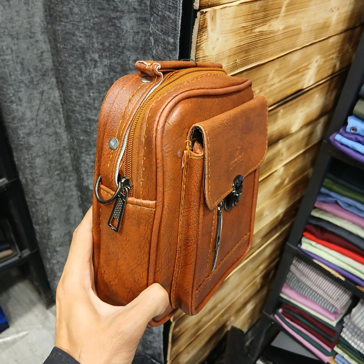 کیف دوشی اسپرت مردانه چرم مصنوعی رنگ مشکی و عسلی و قهوه ای روزمره