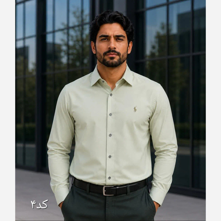 پیراهن مردانه آستین بلند داکرون قواره آزاد رنگ ثابت سایز L تا 2XL