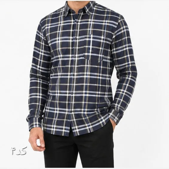 پیراهن مردانه آستین بلند اندامی پارچه بنگال و شیکاگو رنگبندی متنوع سایز L تا 3XL