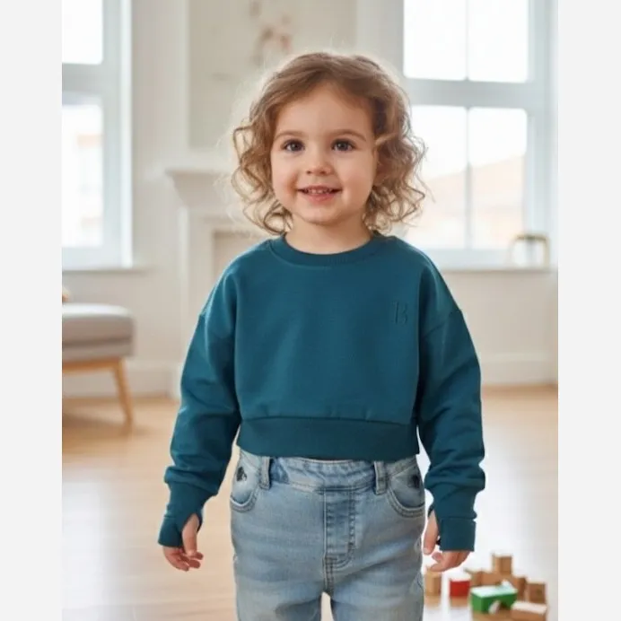 کراپ دخترانه آستین فینگردار مدل کیمونو قواره لش