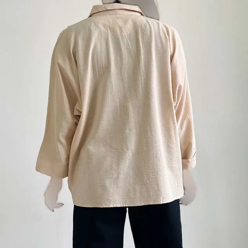 شومیز لینن خفاشی زنانه قد 67 سانت دور سینه 144 سانت کد 1365