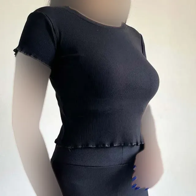 کراپ تیشرت کبریتی مدل 1131 راهراه رنگی فری سایز زنانه