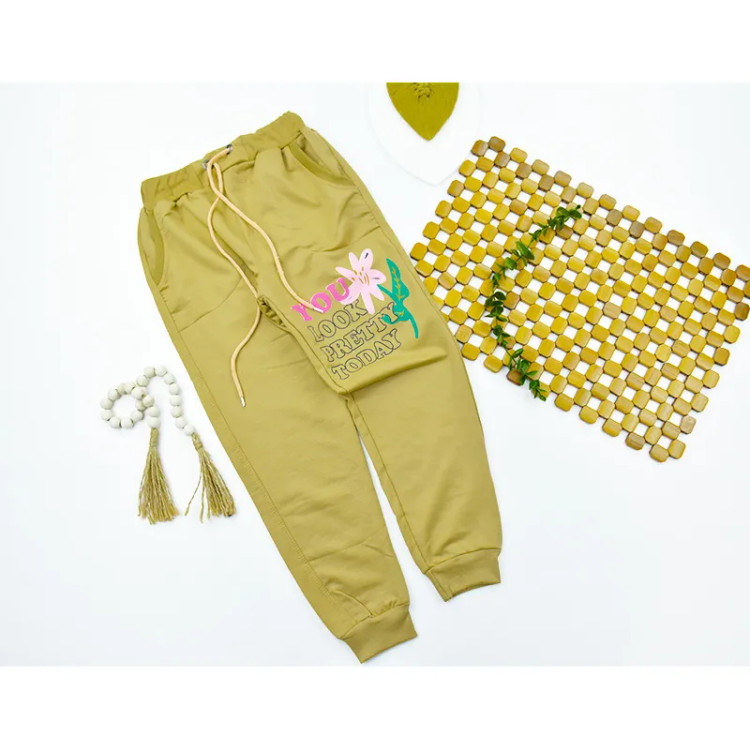 شلوار جاگر دخترانه طرح گل سایز 7 تا 11 سال