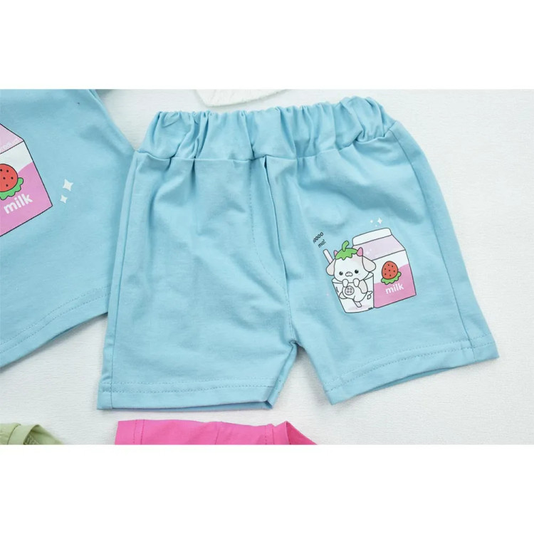 ست تیشرت و شلوارک نوزادی دخترانه طرح میلک جنس پنبه سوپر