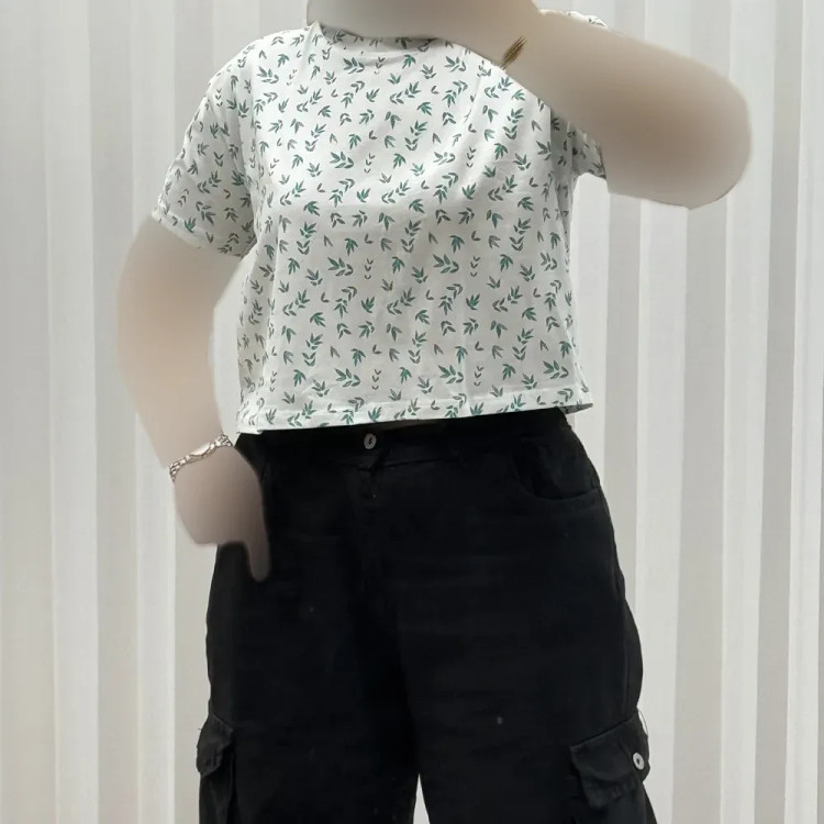 کراپ دخترانه و زنانه طرحدار نخ پنبه چهارفصل کد 1775
