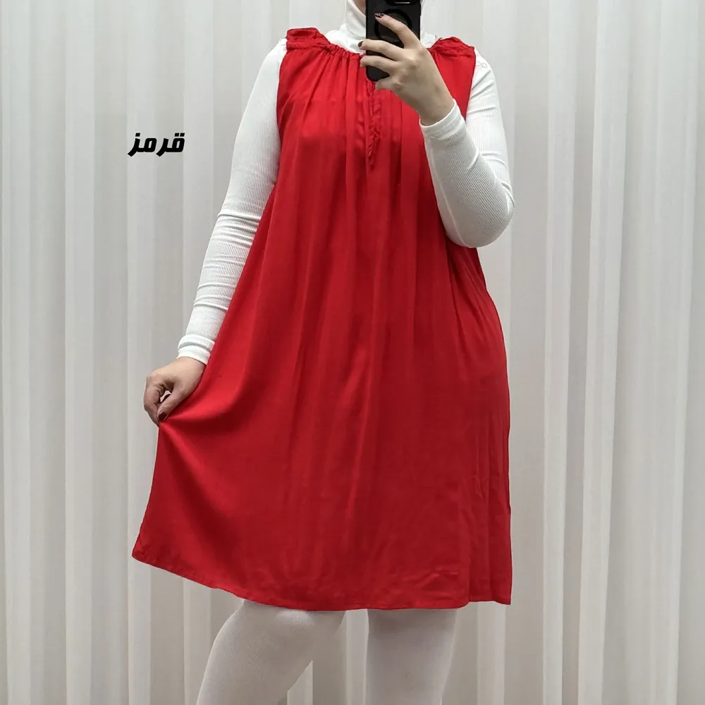 سارافون نخی زنانه کوتاه ساده فری سایز مناسب تا سایز 52