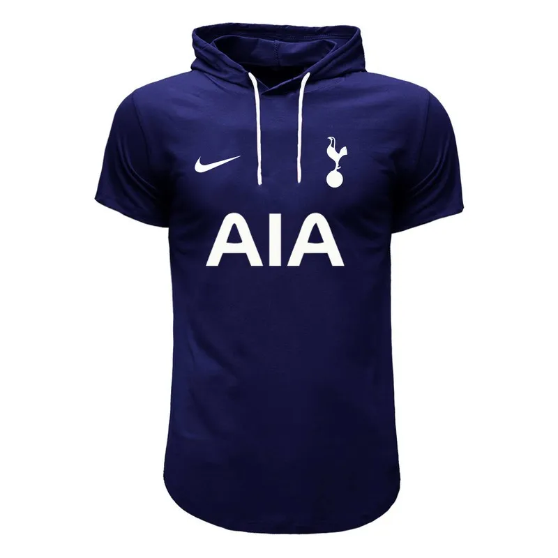 تیشرت کلاه دار مردانه طرح تاتنهام مشکی لوگو پرس حرارتی سایز بندی چهار فصل