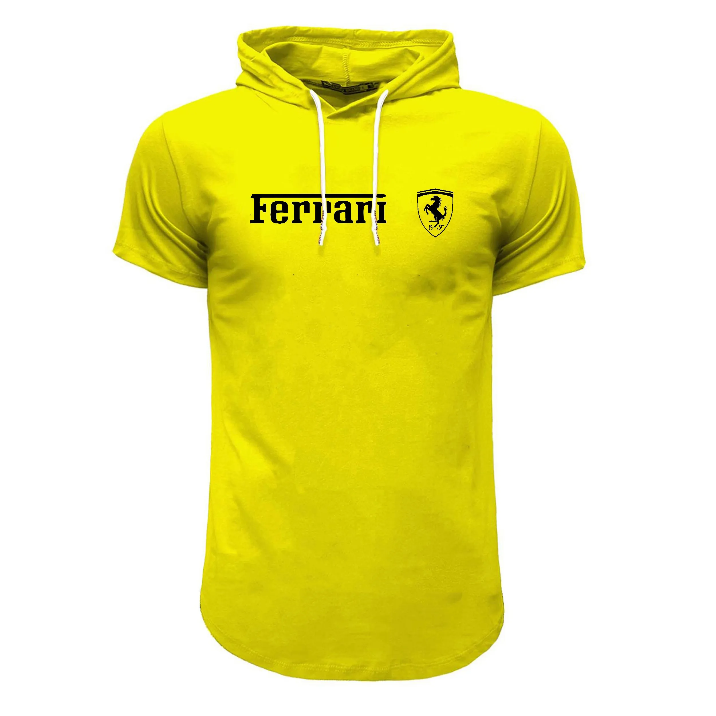 تیشرت کلاه دار مردانه آستین کوتاه طرح فراری مدل D5746