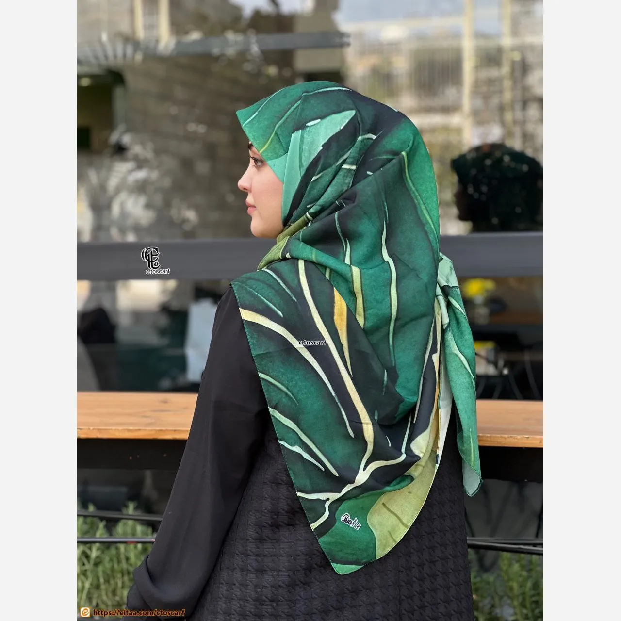 روسری نخ کاستوم طرح ضحا سایز 140 سبز