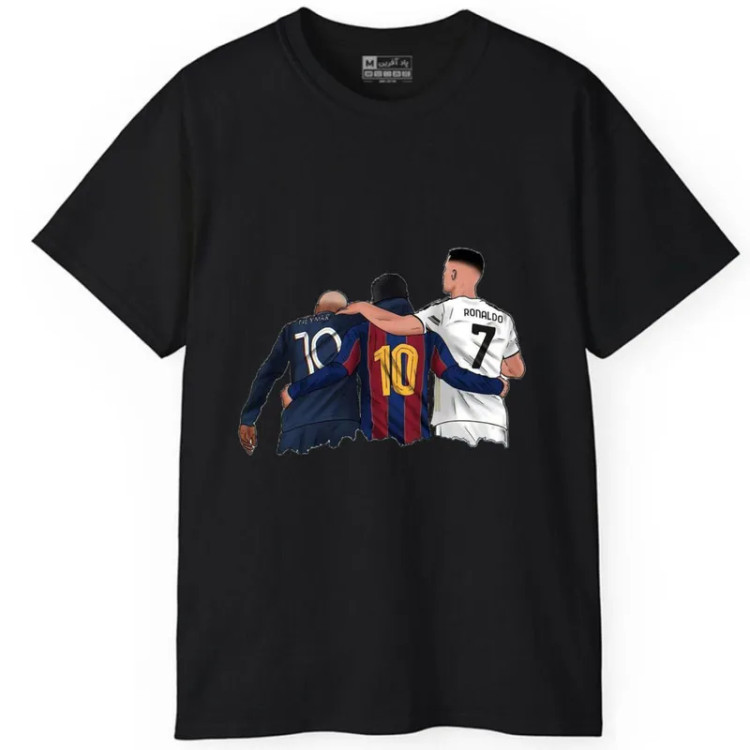 تیشرت آستین کوتاه مردانه پاد آفرین مدل فوتبالی کد 1020 طرح رونالدو مسی نیمار