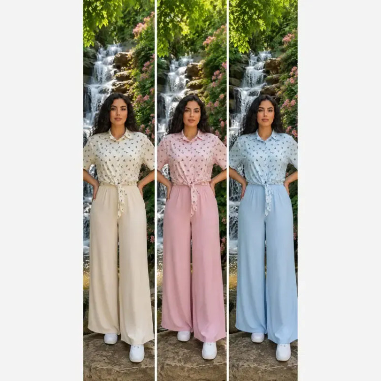 شومیز گره ای چاپی پاپیونی جنس پری صابونی شیشه ای فری سایز