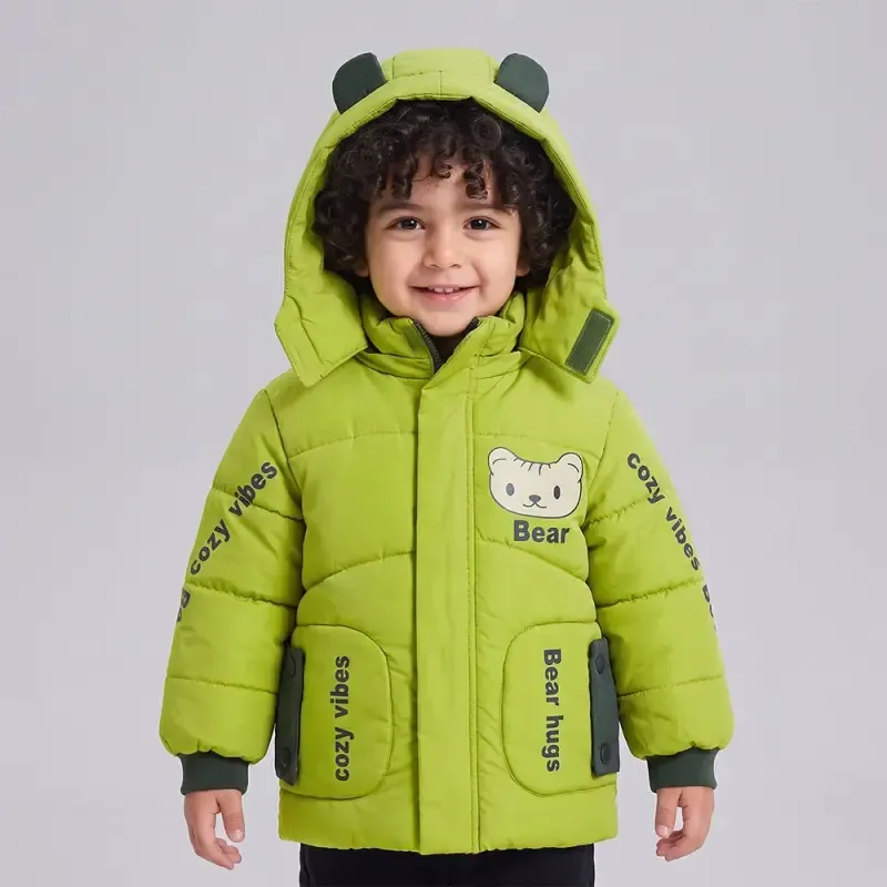 کاپشن پسرانه BEAR سبز پستهای خزدار